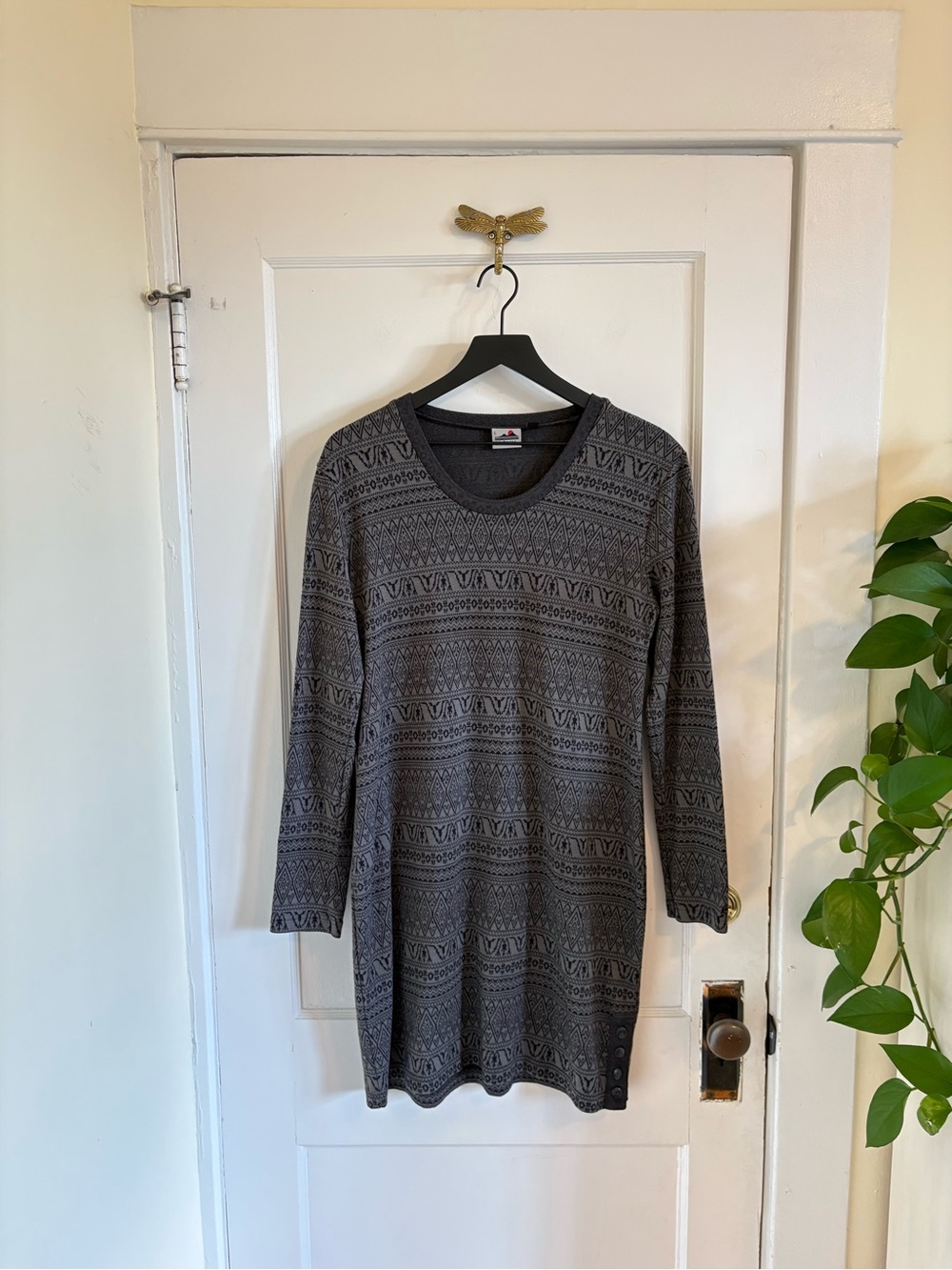Kavu Greta Sweater Dress Gray & Black Size Large